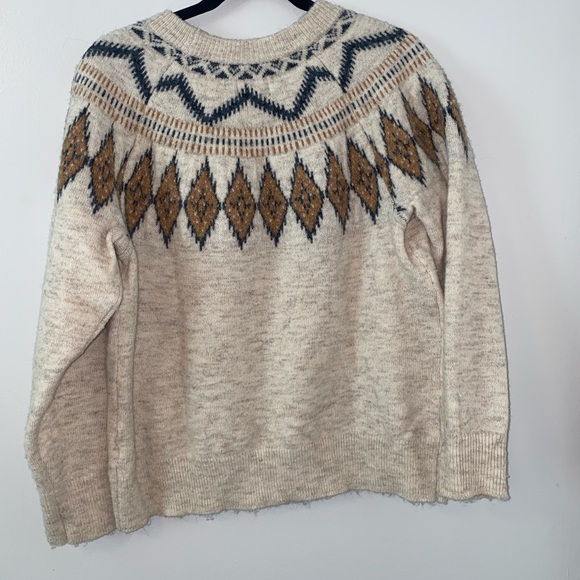 Croft & Barrow Cream and Brown Patterned Sweater - Picture 3 of 4